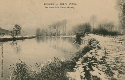 Longpre-les-Corps-Saints - die Ufer der Somme im Winter. Postkarte gesendet im Jahr 1913 von French Photographer